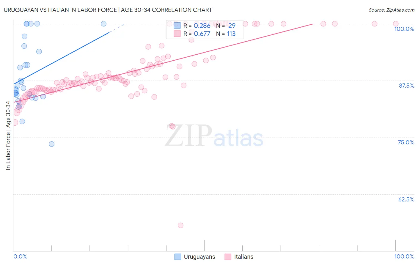 Uruguayan vs Italian In Labor Force | Age 30-34