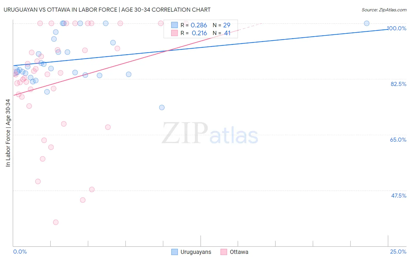 Uruguayan vs Ottawa In Labor Force | Age 30-34