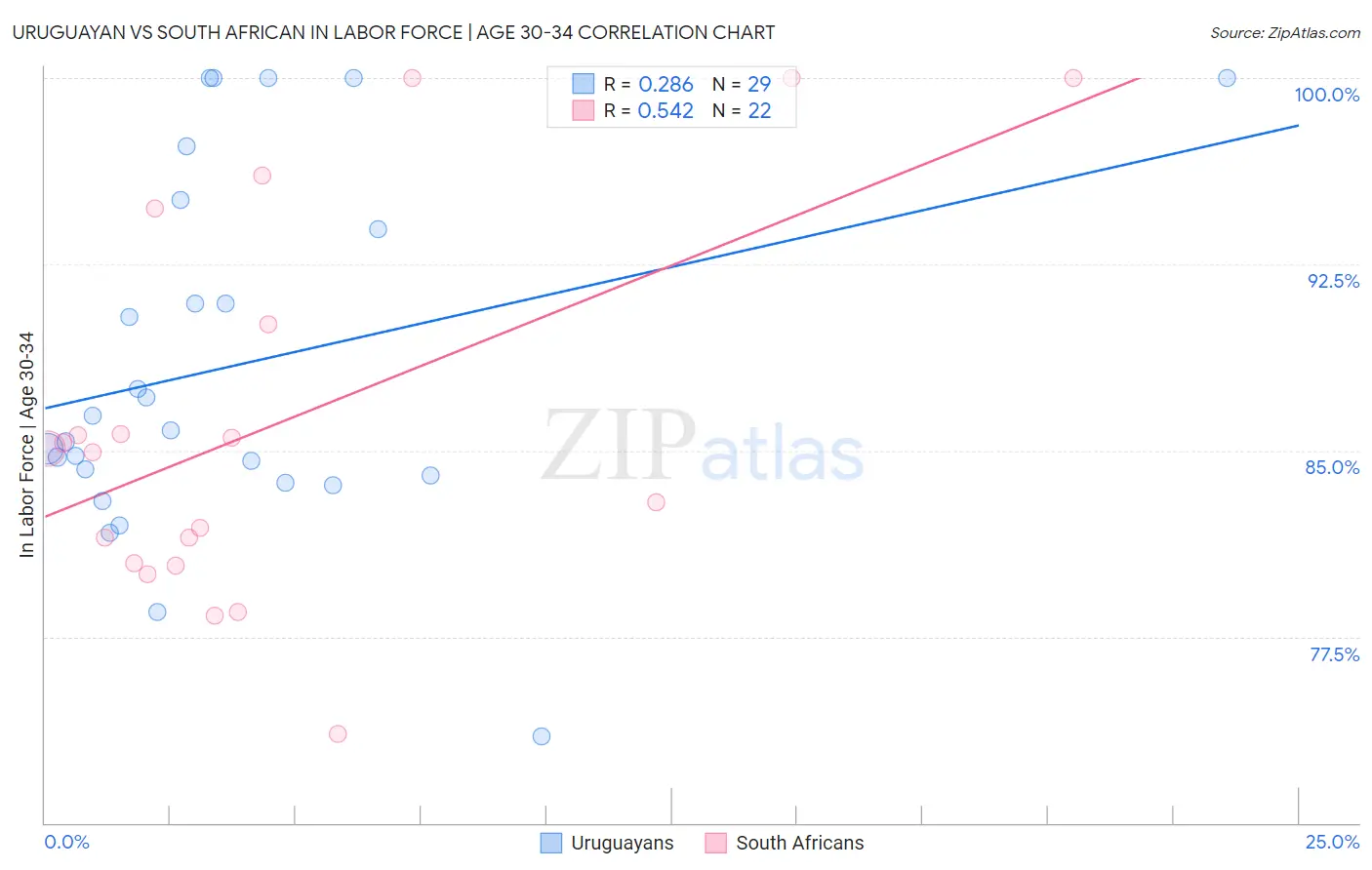 Uruguayan vs South African In Labor Force | Age 30-34