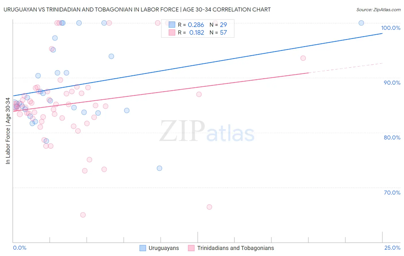 Uruguayan vs Trinidadian and Tobagonian In Labor Force | Age 30-34