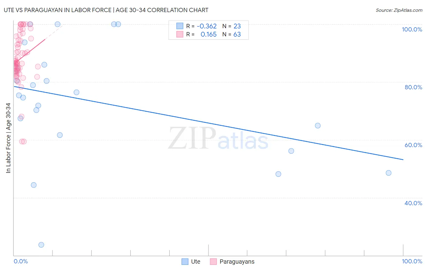 Ute vs Paraguayan In Labor Force | Age 30-34