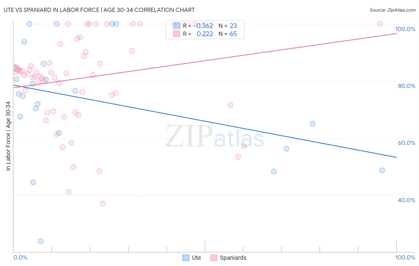 Ute vs Spaniard In Labor Force | Age 30-34