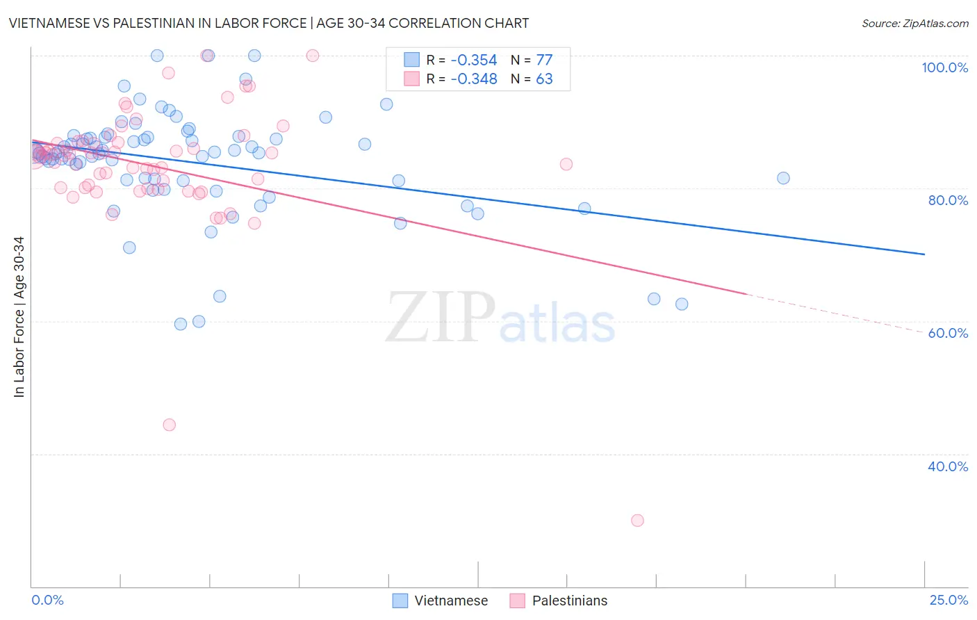 Vietnamese vs Palestinian In Labor Force | Age 30-34
