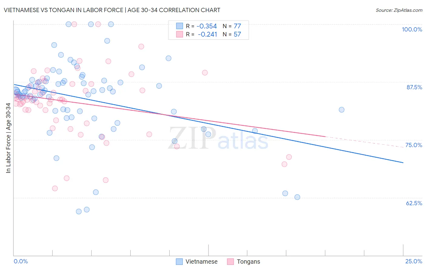 Vietnamese vs Tongan In Labor Force | Age 30-34