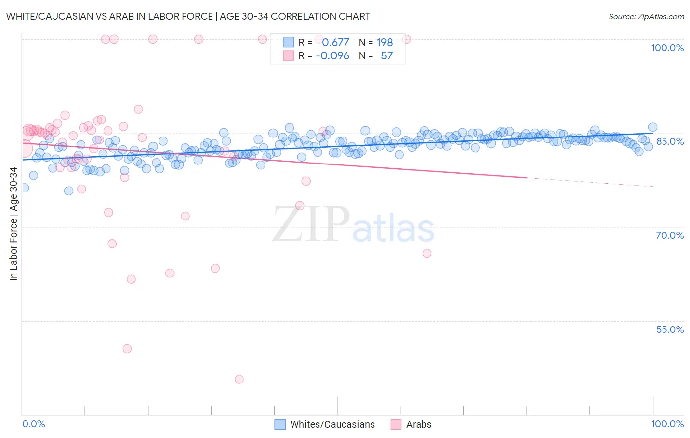 White/Caucasian vs Arab In Labor Force | Age 30-34