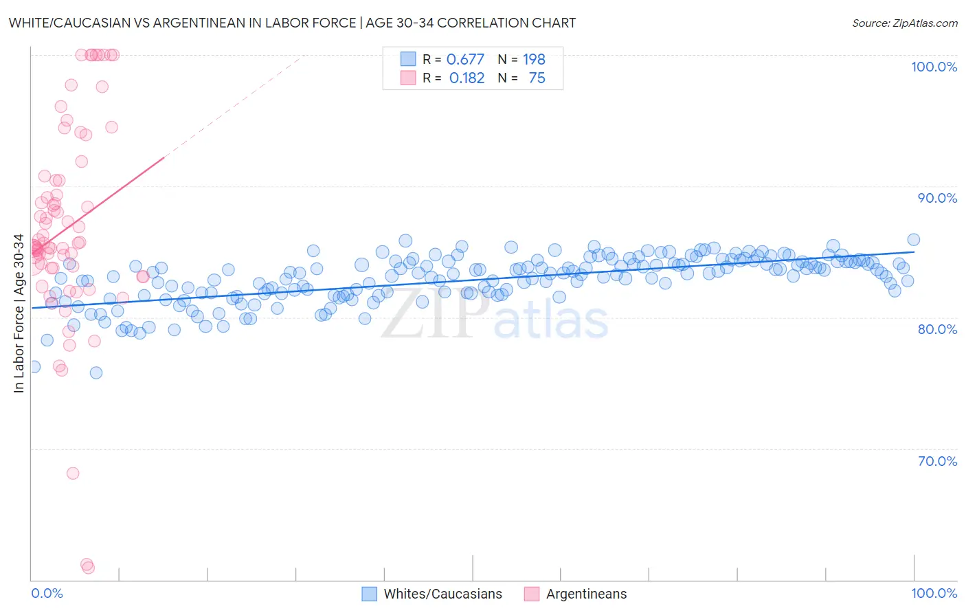 White/Caucasian vs Argentinean In Labor Force | Age 30-34