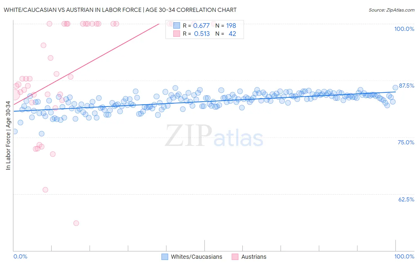 White/Caucasian vs Austrian In Labor Force | Age 30-34
