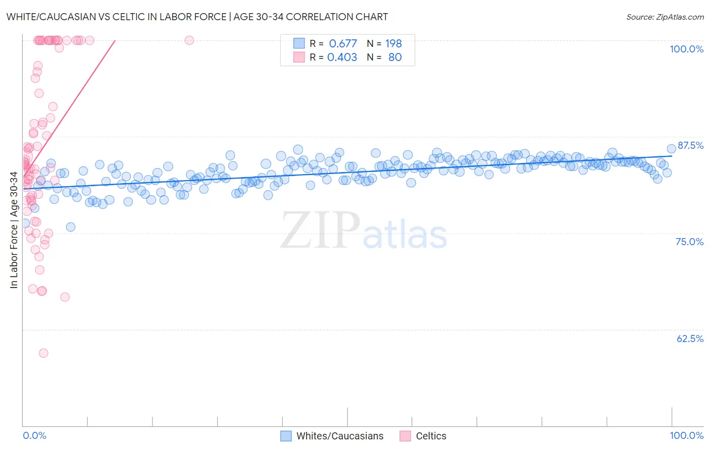 White/Caucasian vs Celtic In Labor Force | Age 30-34