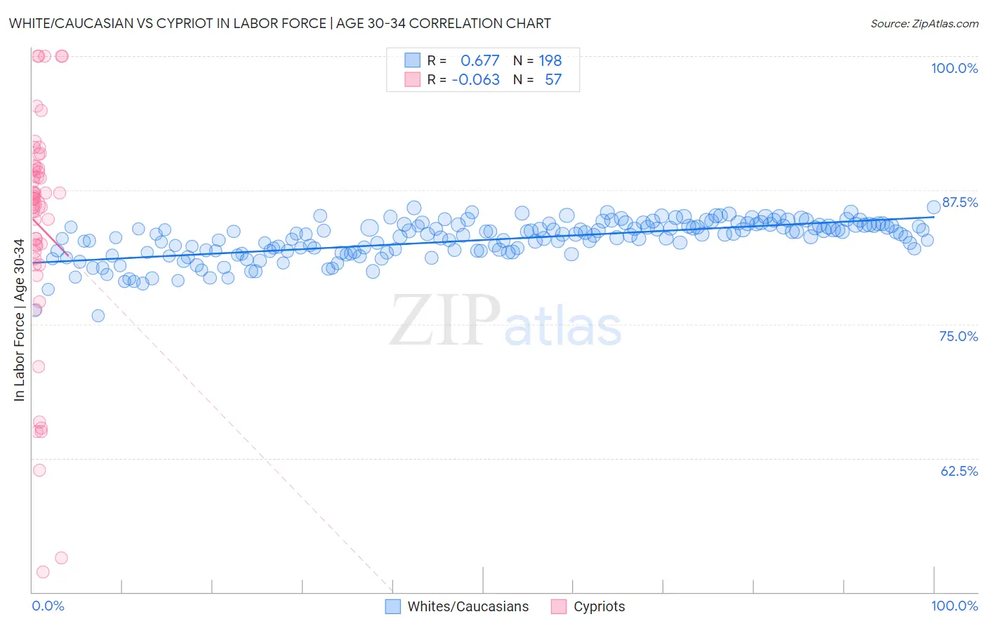 White/Caucasian vs Cypriot In Labor Force | Age 30-34