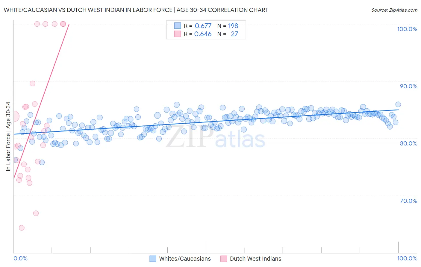 White/Caucasian vs Dutch West Indian In Labor Force | Age 30-34
