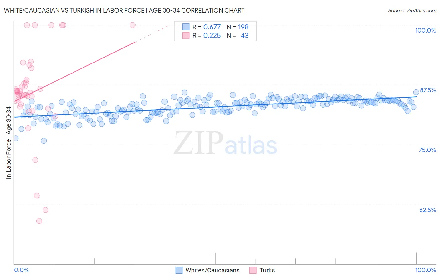 White/Caucasian vs Turkish In Labor Force | Age 30-34