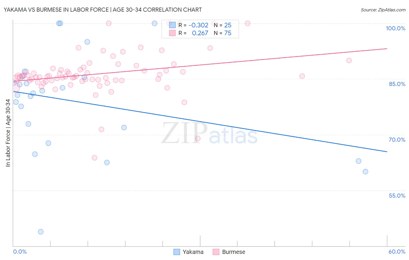 Yakama vs Burmese In Labor Force | Age 30-34