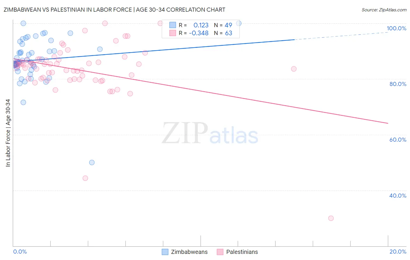 Zimbabwean vs Palestinian In Labor Force | Age 30-34