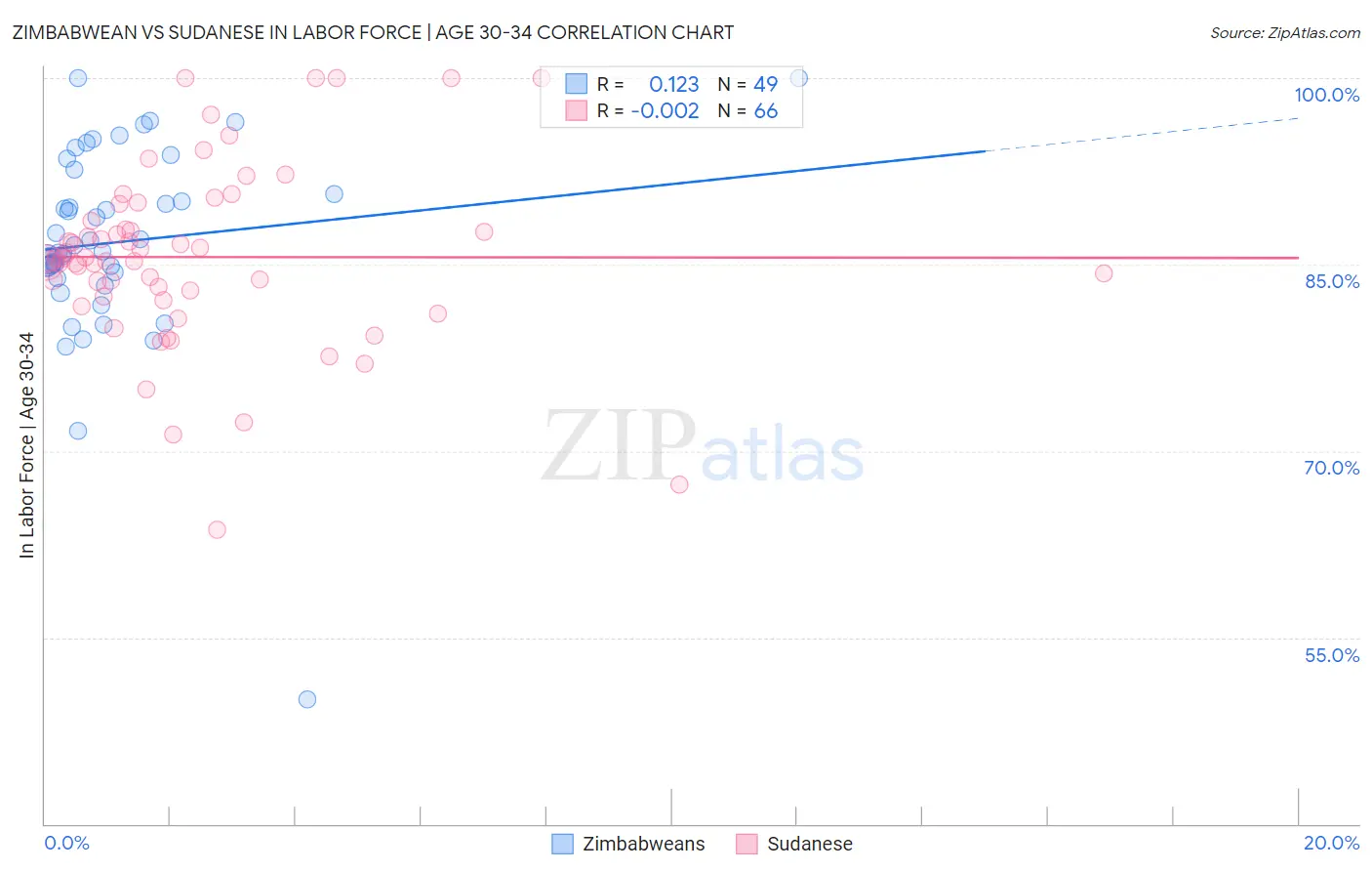 Zimbabwean vs Sudanese In Labor Force | Age 30-34