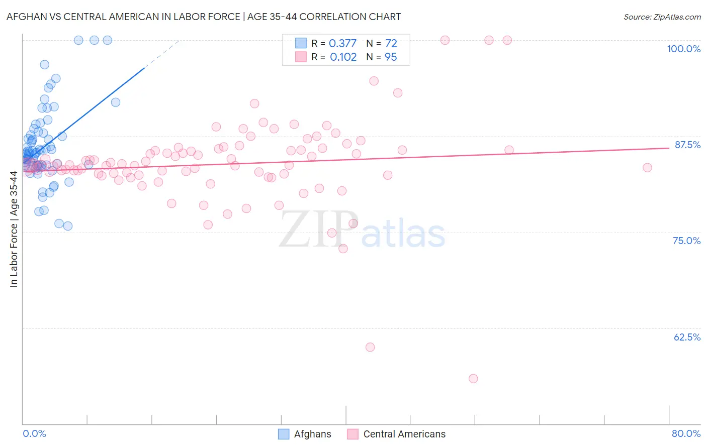 Afghan vs Central American In Labor Force | Age 35-44