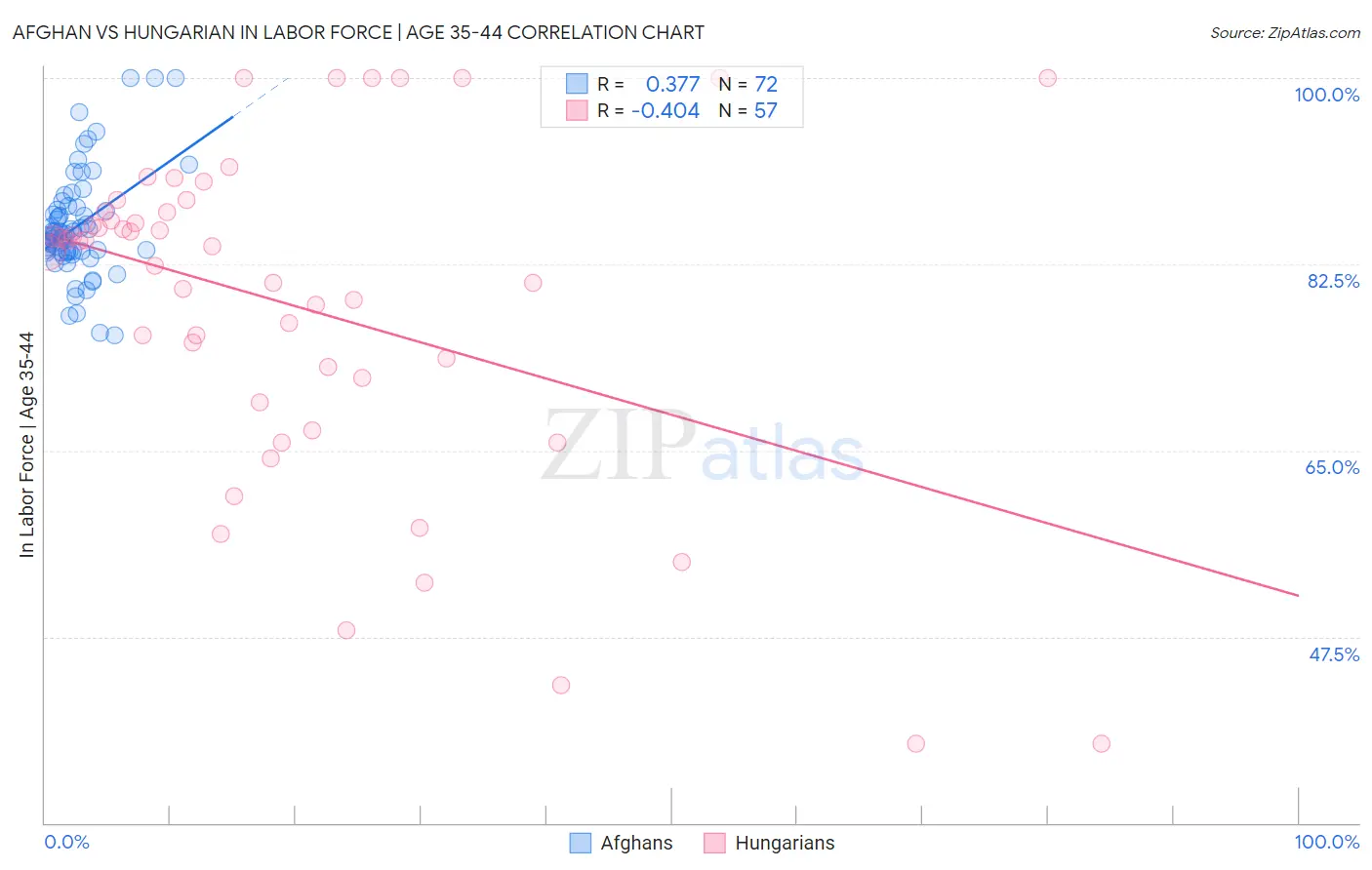 Afghan vs Hungarian In Labor Force | Age 35-44