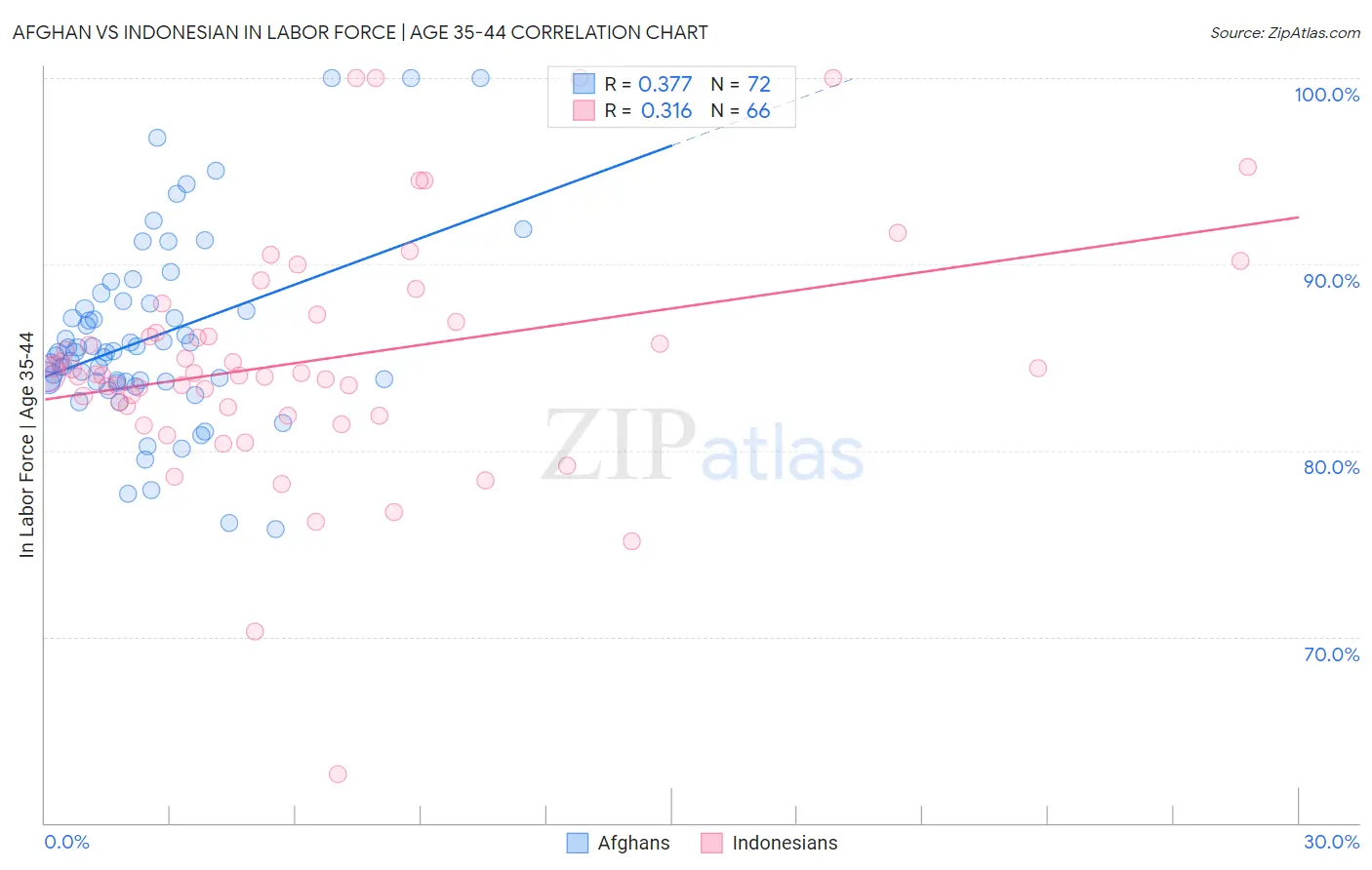 Afghan vs Indonesian In Labor Force | Age 35-44