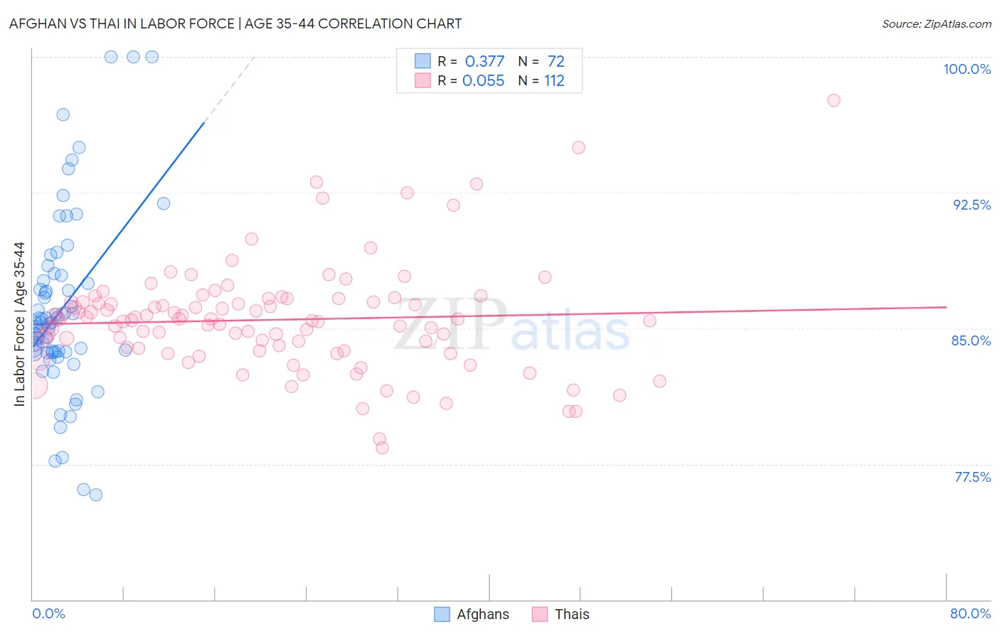 Afghan vs Thai In Labor Force | Age 35-44