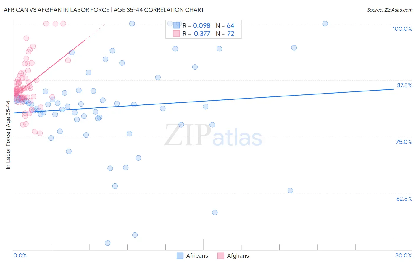 African vs Afghan In Labor Force | Age 35-44