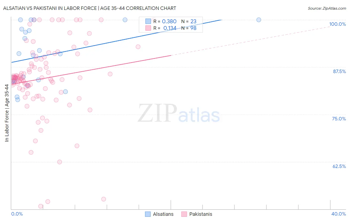 Alsatian vs Pakistani In Labor Force | Age 35-44