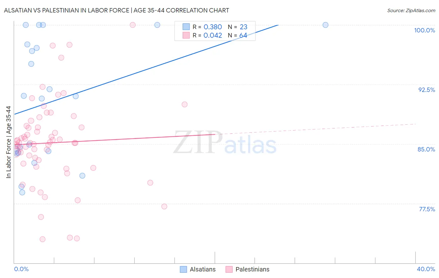 Alsatian vs Palestinian In Labor Force | Age 35-44