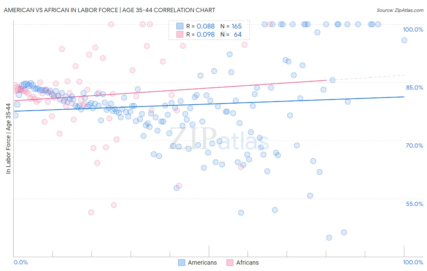 American vs African In Labor Force | Age 35-44