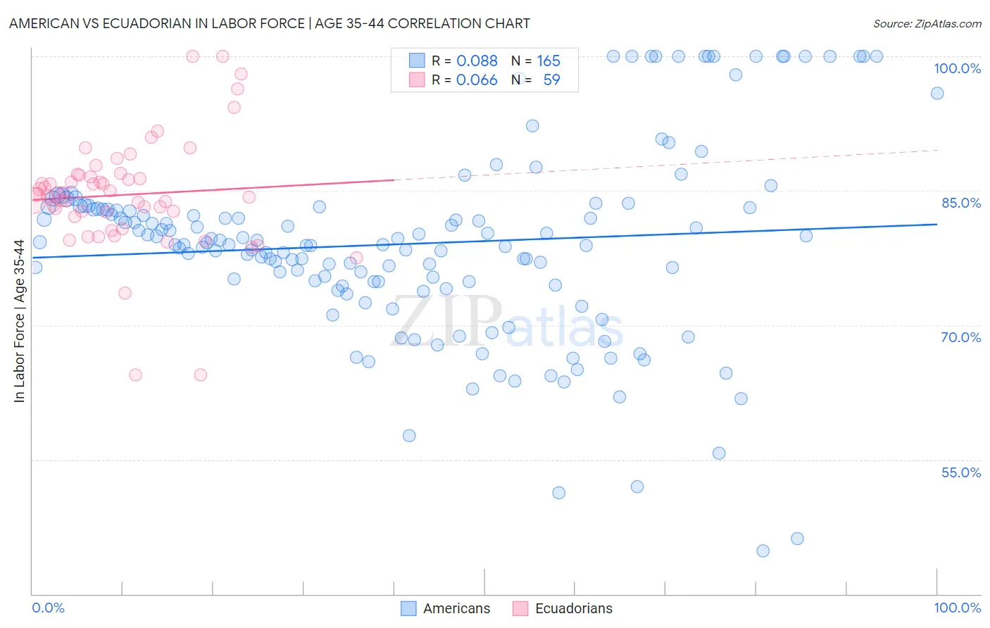 American vs Ecuadorian In Labor Force | Age 35-44