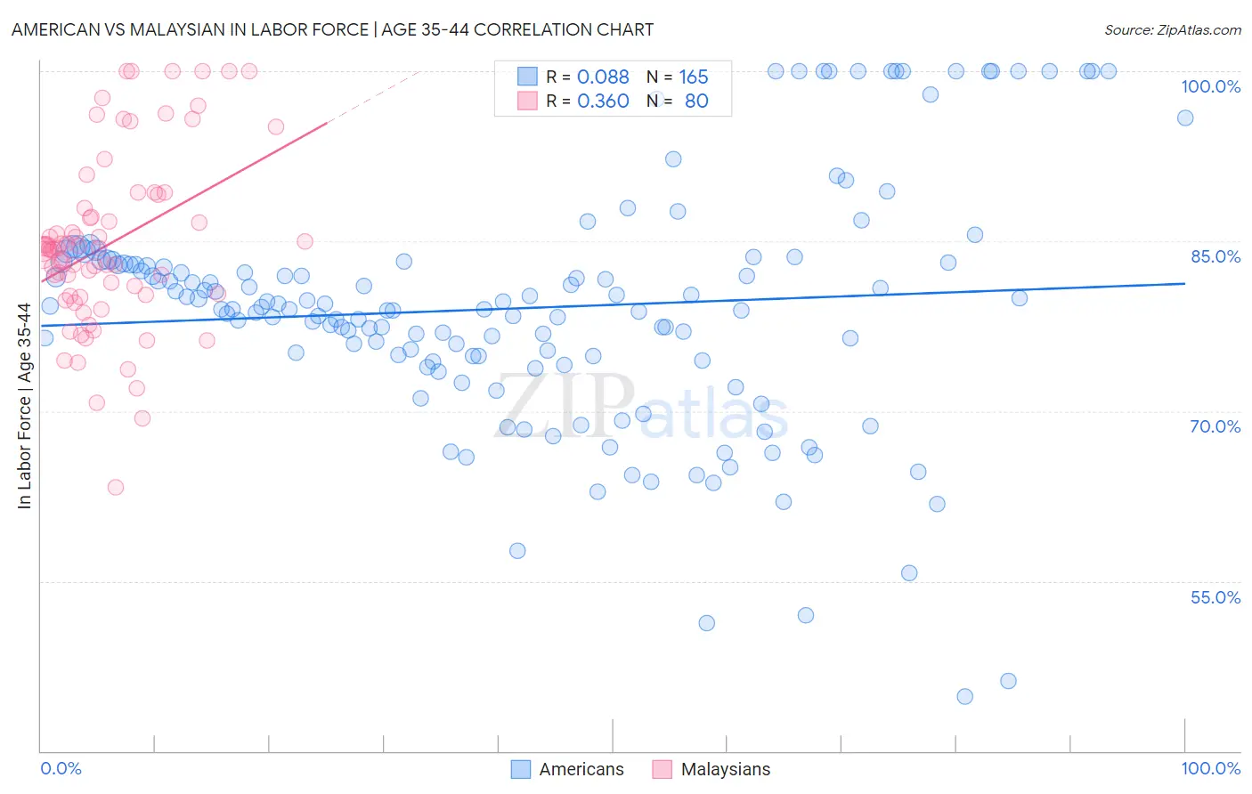 American vs Malaysian In Labor Force | Age 35-44