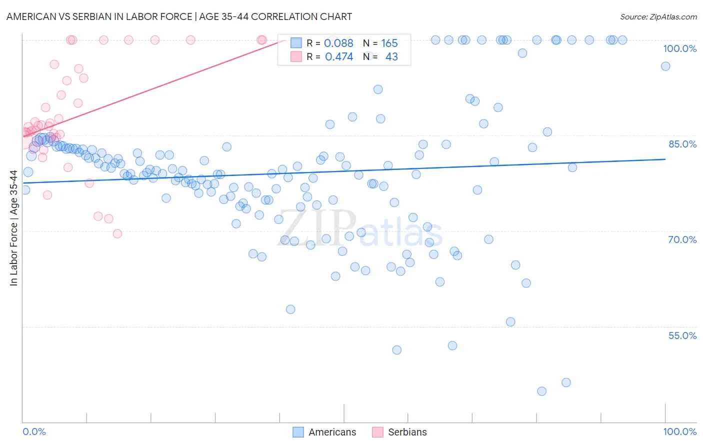 American vs Serbian In Labor Force | Age 35-44