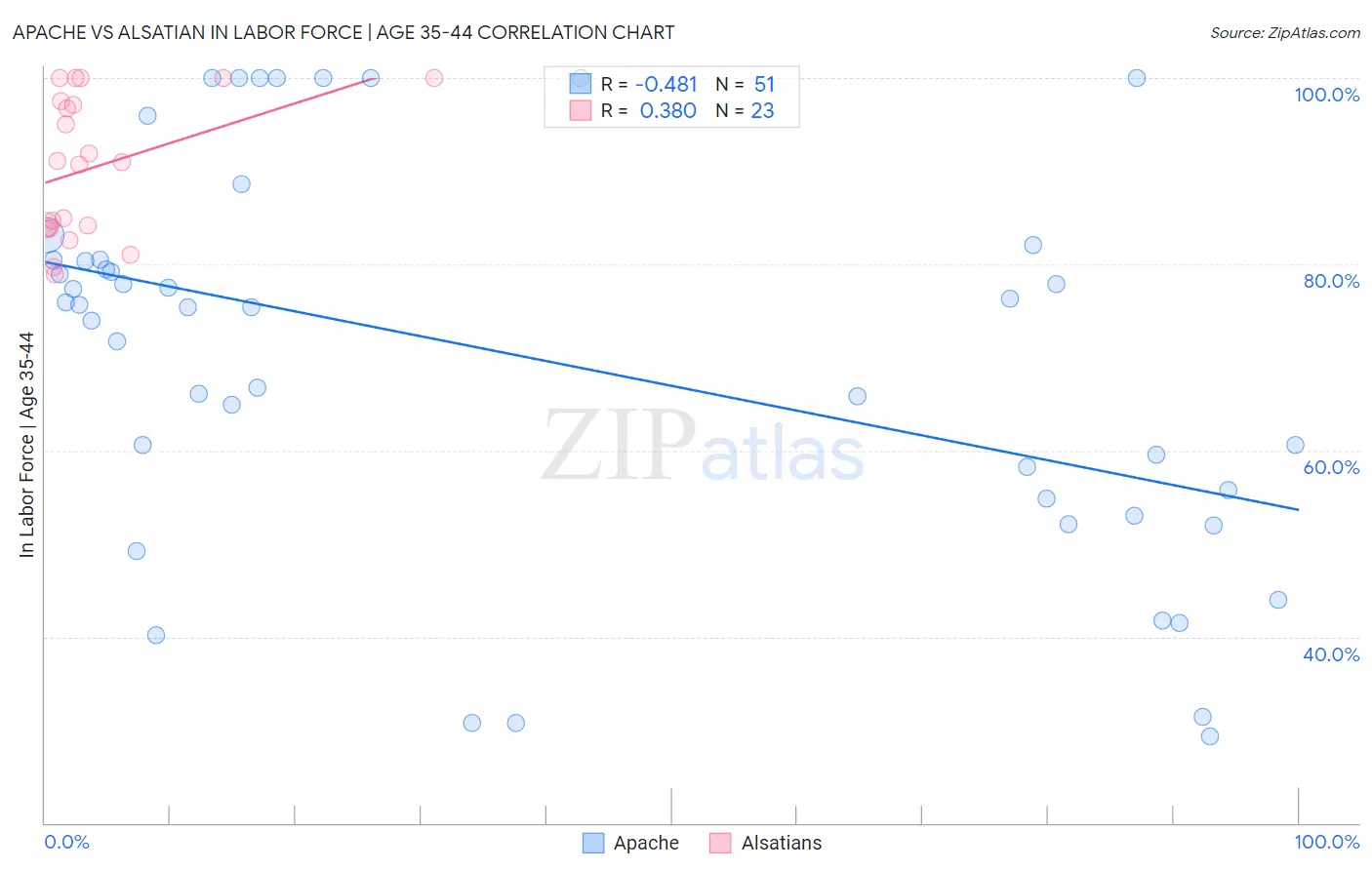 Apache vs Alsatian In Labor Force | Age 35-44