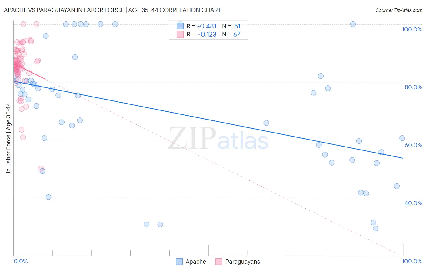 Apache vs Paraguayan In Labor Force | Age 35-44