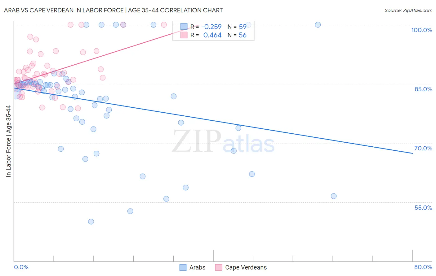 Arab vs Cape Verdean In Labor Force | Age 35-44