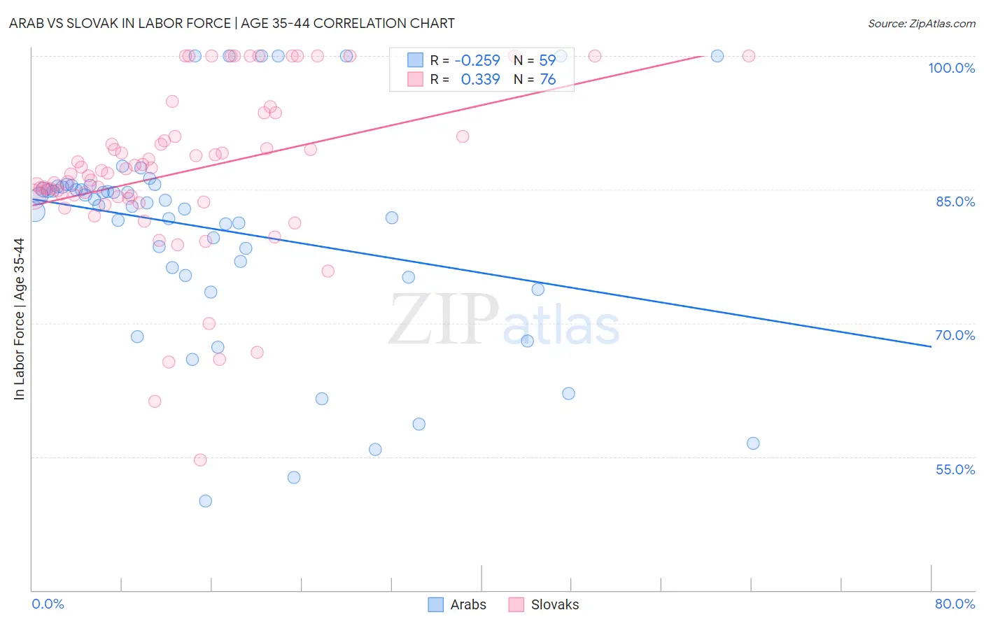 Arab vs Slovak In Labor Force | Age 35-44