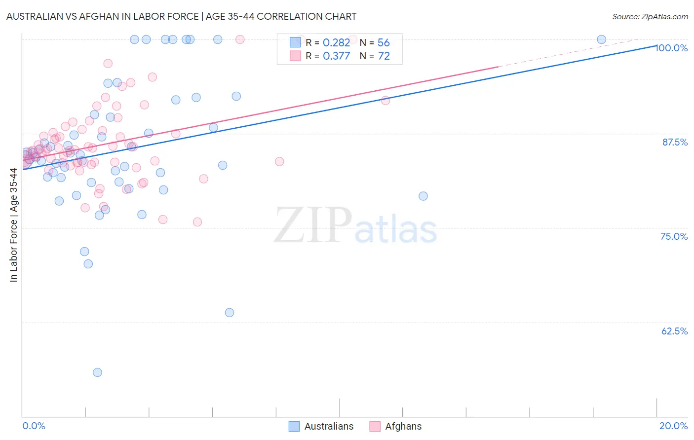 Australian vs Afghan In Labor Force | Age 35-44