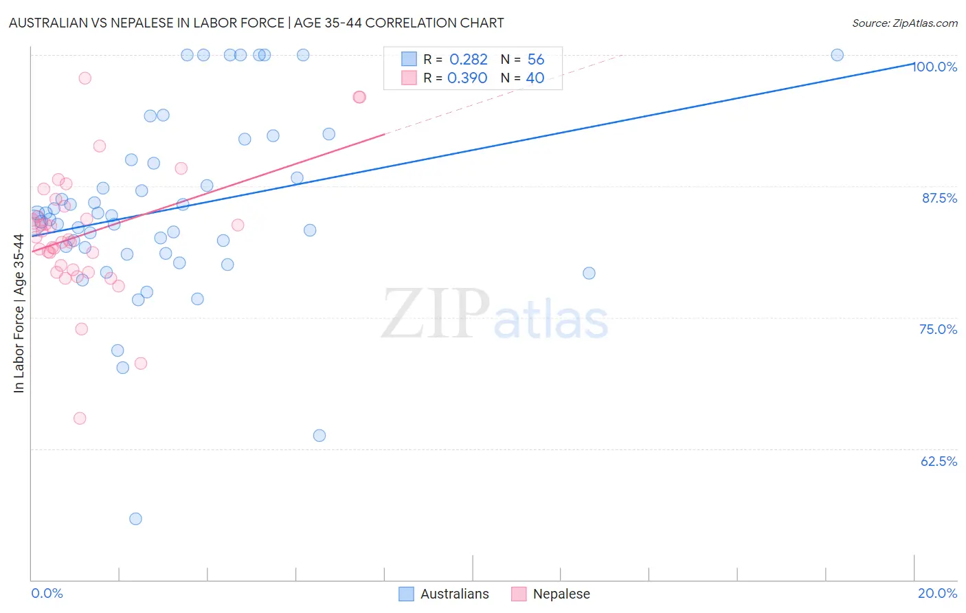 Australian vs Nepalese In Labor Force | Age 35-44