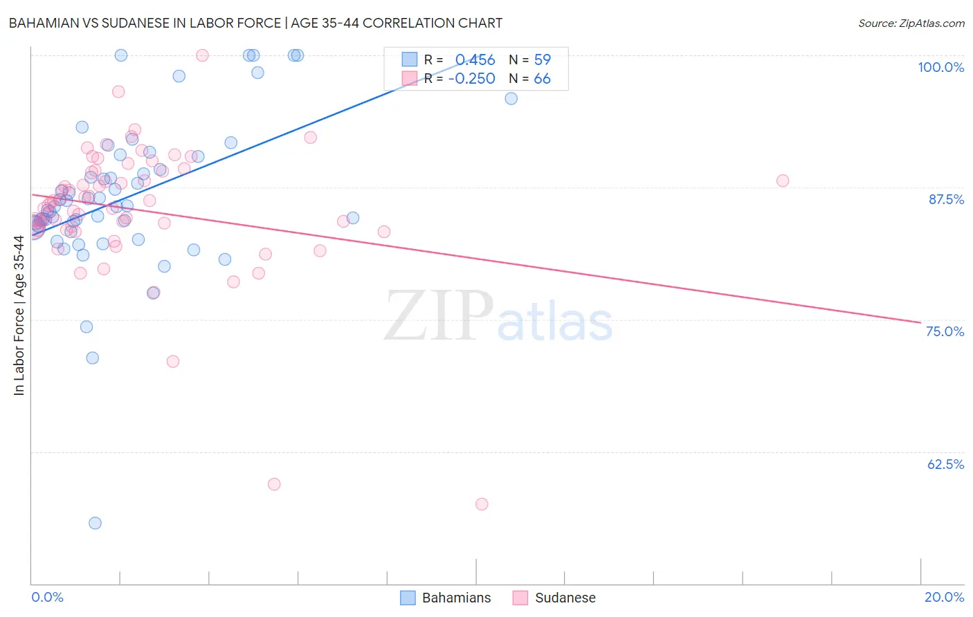 Bahamian vs Sudanese In Labor Force | Age 35-44