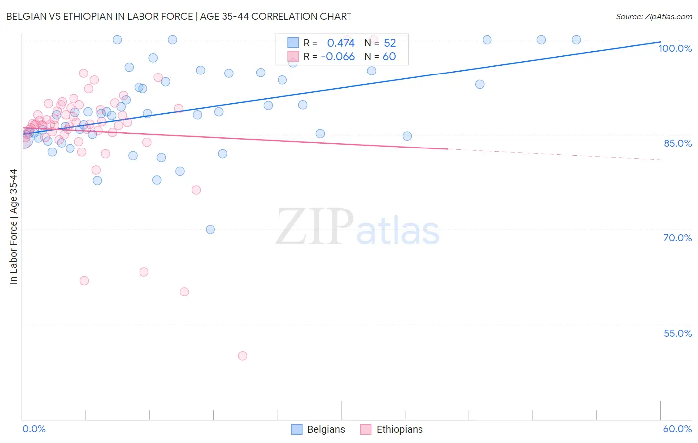 Belgian vs Ethiopian In Labor Force | Age 35-44