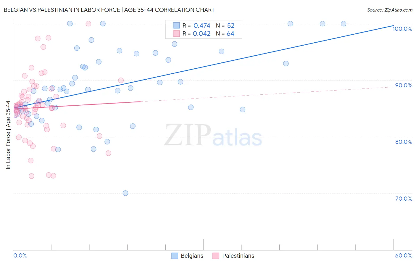 Belgian vs Palestinian In Labor Force | Age 35-44