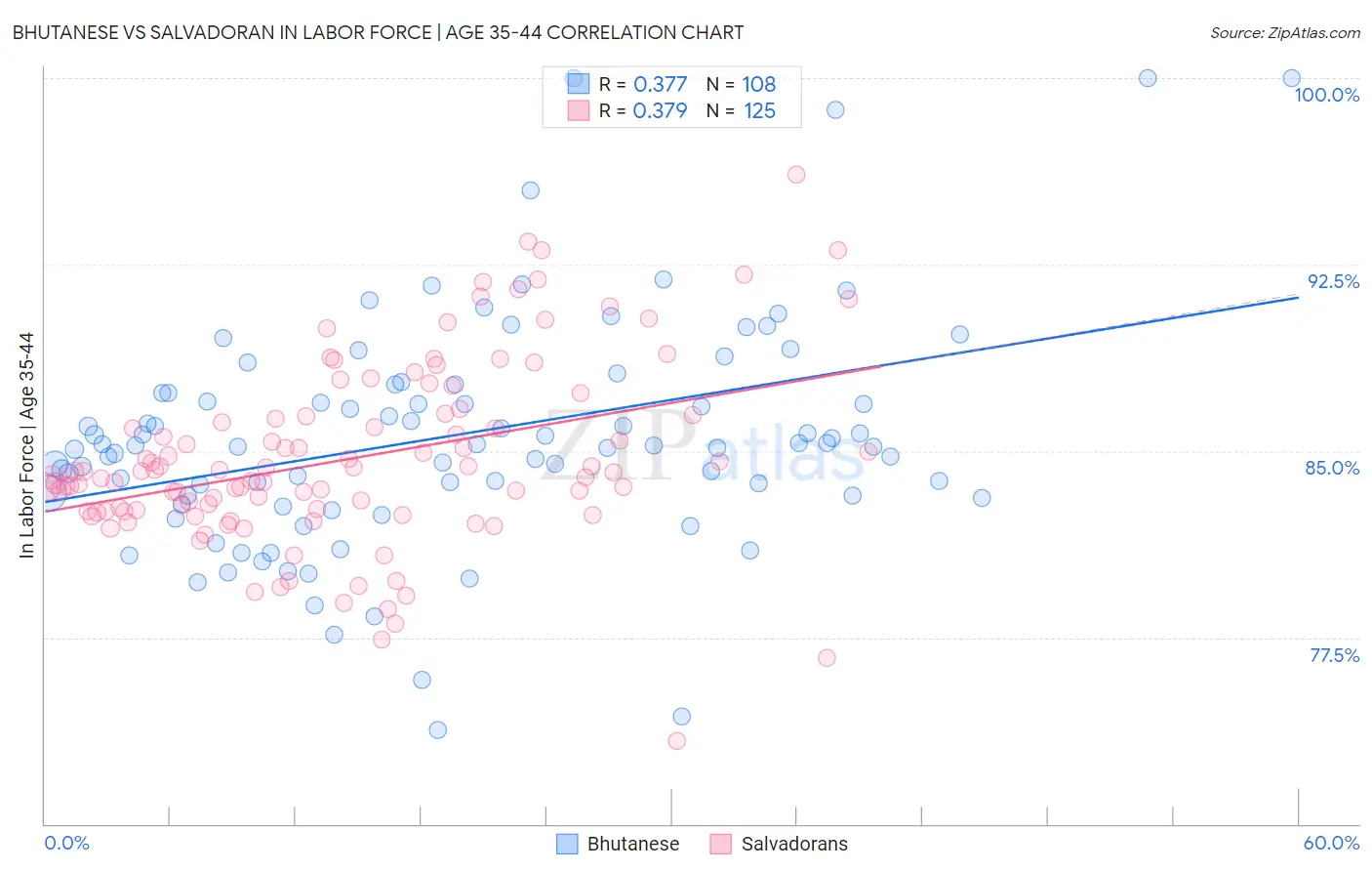 Bhutanese vs Salvadoran In Labor Force | Age 35-44