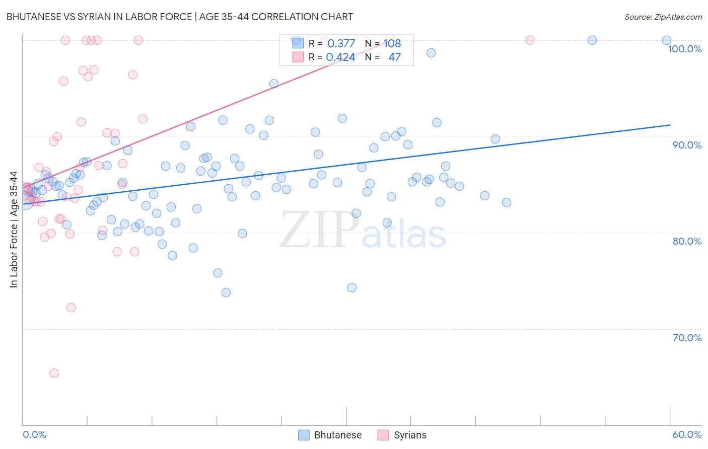 Bhutanese vs Syrian In Labor Force | Age 35-44