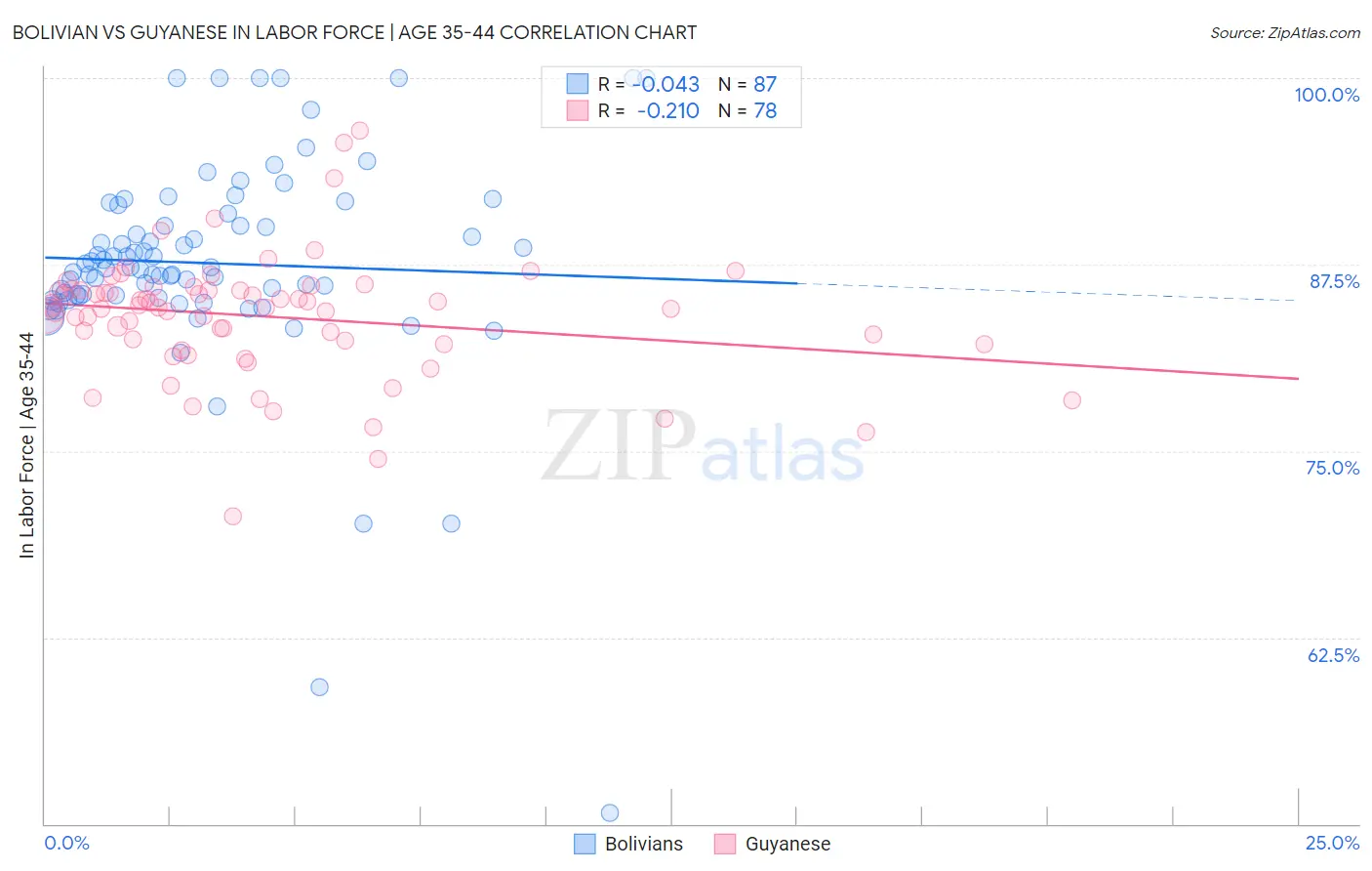 Bolivian vs Guyanese In Labor Force | Age 35-44