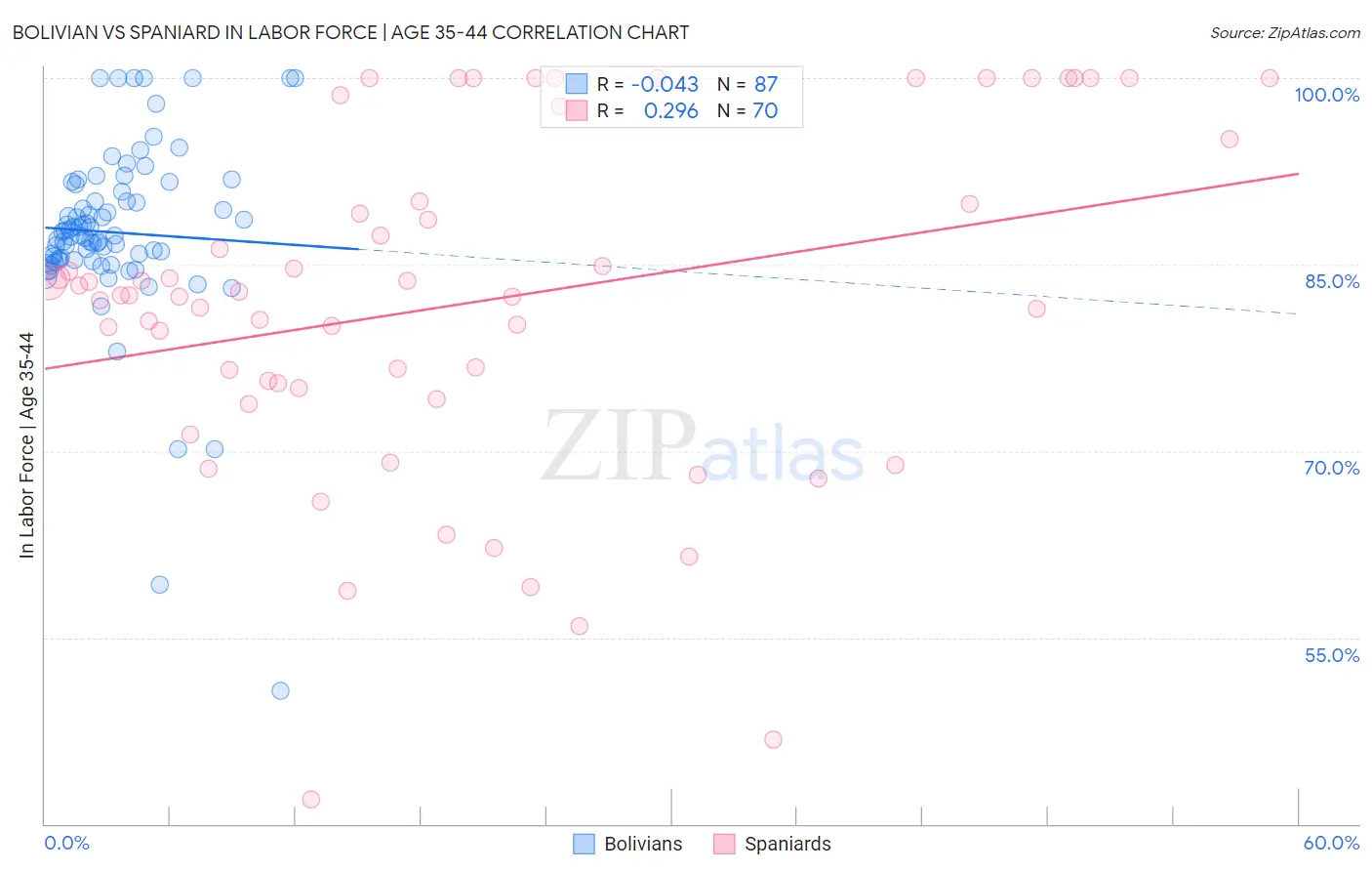 Bolivian vs Spaniard In Labor Force | Age 35-44