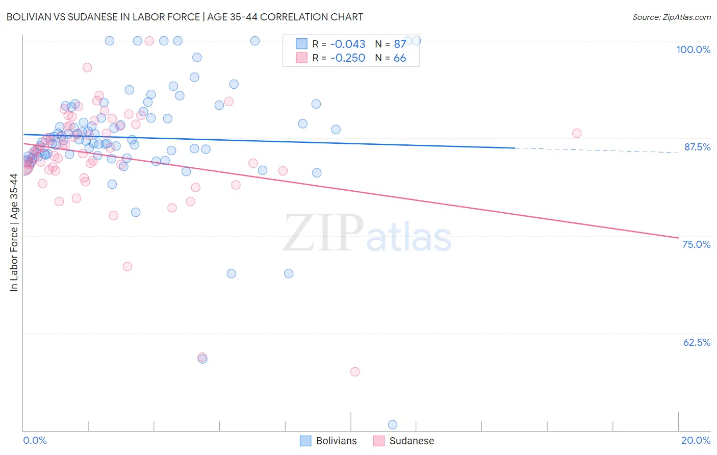 Bolivian vs Sudanese In Labor Force | Age 35-44