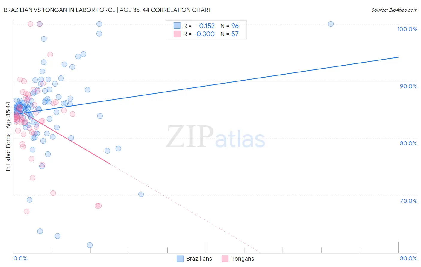 Brazilian vs Tongan In Labor Force | Age 35-44