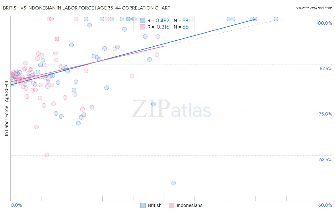 British vs Indonesian In Labor Force | Age 35-44