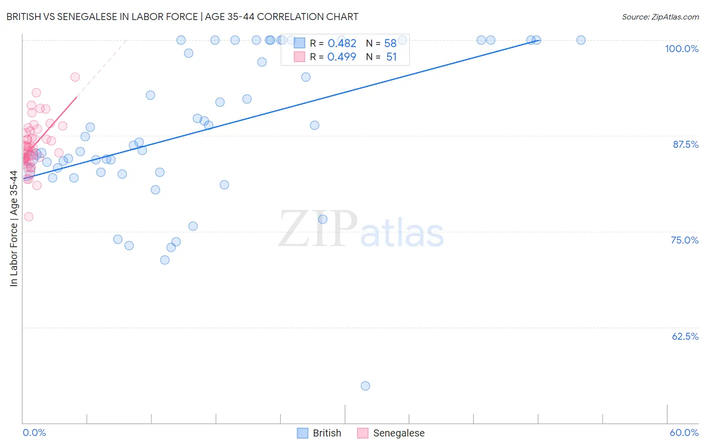 British vs Senegalese In Labor Force | Age 35-44