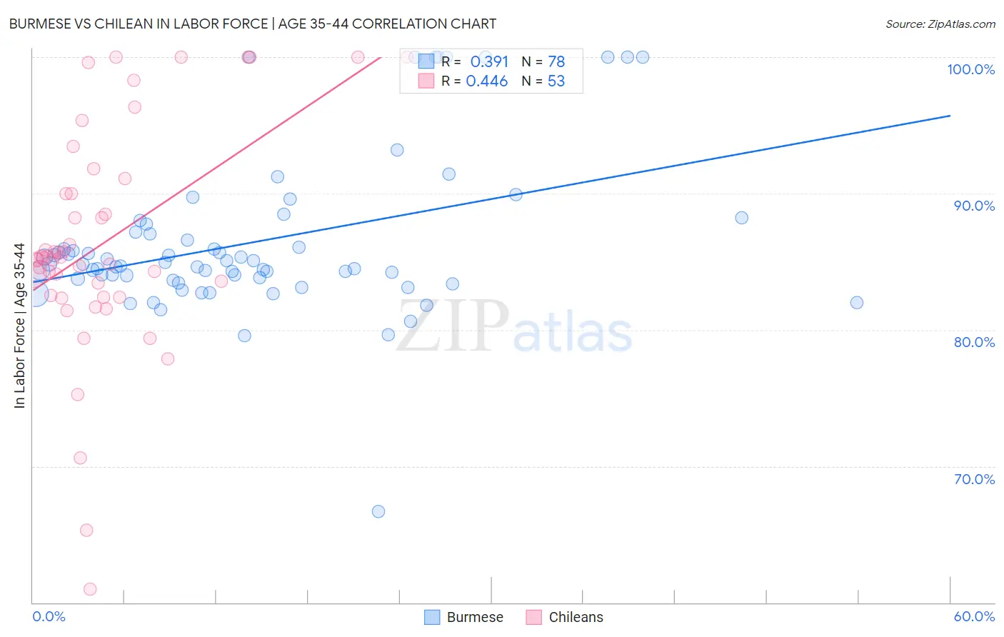 Burmese vs Chilean In Labor Force | Age 35-44