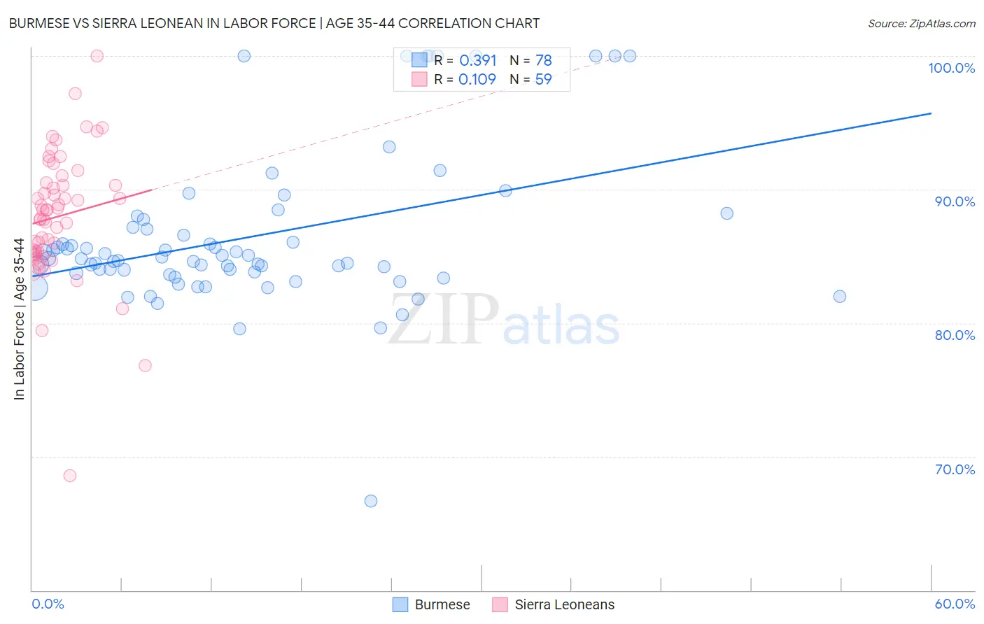 Burmese vs Sierra Leonean In Labor Force | Age 35-44