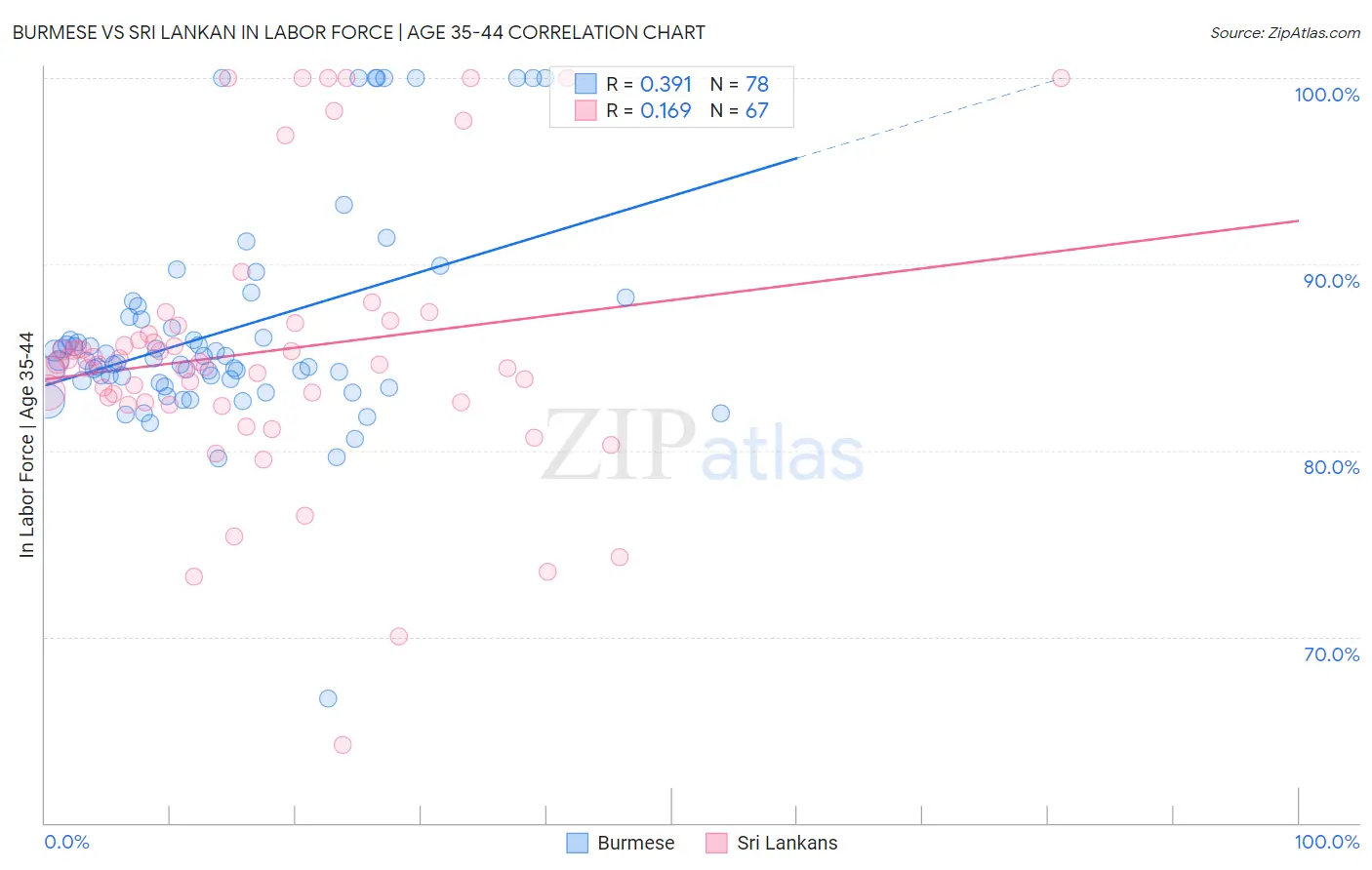 Burmese vs Sri Lankan In Labor Force | Age 35-44