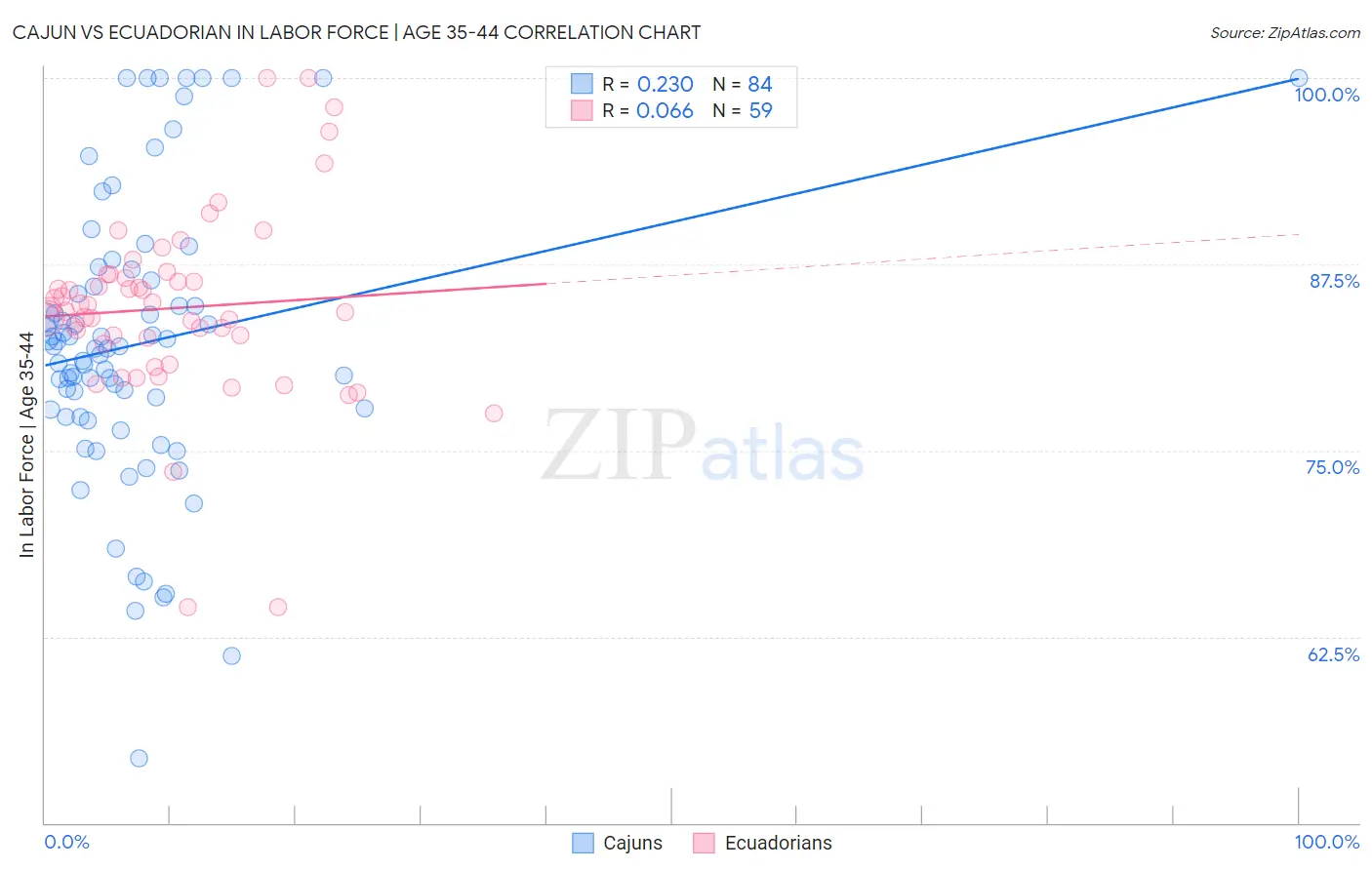 Cajun vs Ecuadorian In Labor Force | Age 35-44